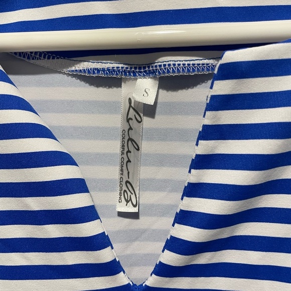 Lulu-B Sleeveless Striped Tank Top Blue and White Size Small - Picture 3 of 5